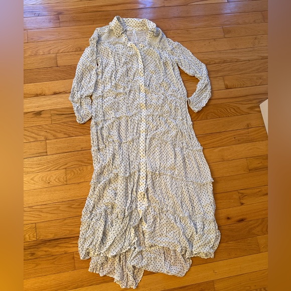 Anthropologie White and Black Polka Dot Maxi Dress Women’s XS - Picture 2 of 4